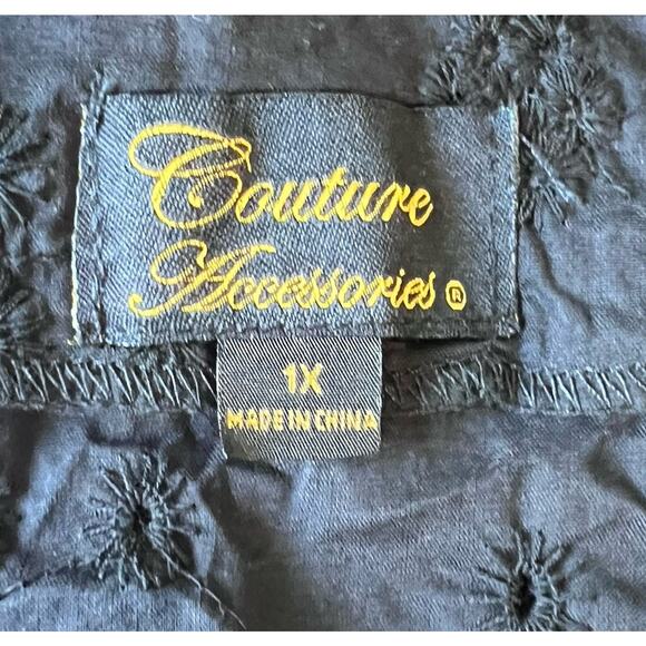 COUTURE Black Eyelet Swimsuit Cover Up Tunic Dress Pool Beach Resort Wear 1X XL - Picture 4 of 5